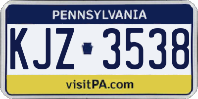 PA license plate KJZ3538