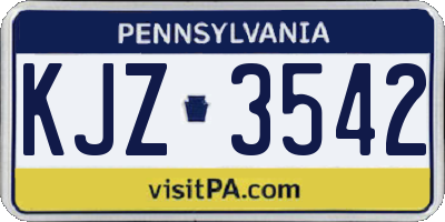 PA license plate KJZ3542