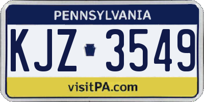 PA license plate KJZ3549