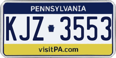 PA license plate KJZ3553