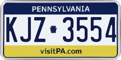PA license plate KJZ3554