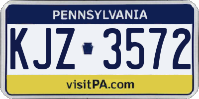 PA license plate KJZ3572