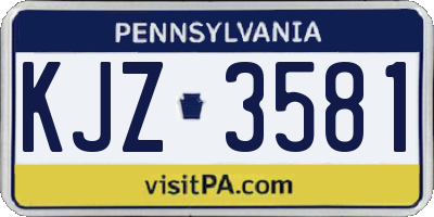 PA license plate KJZ3581
