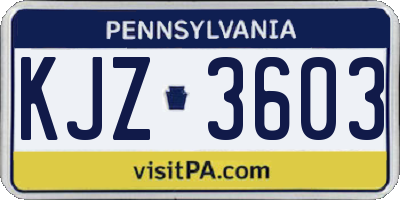 PA license plate KJZ3603