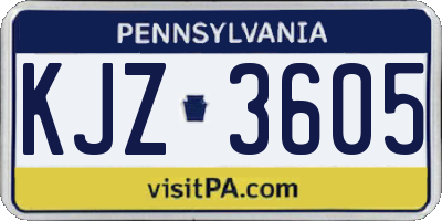 PA license plate KJZ3605