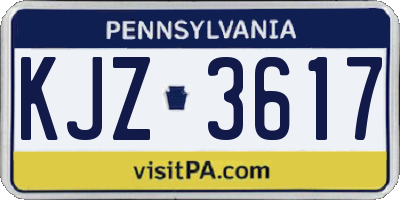 PA license plate KJZ3617