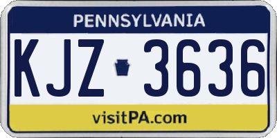 PA license plate KJZ3636