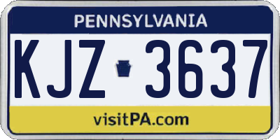 PA license plate KJZ3637