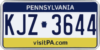 PA license plate KJZ3644