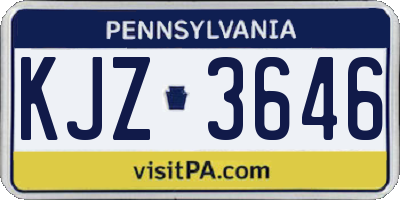 PA license plate KJZ3646