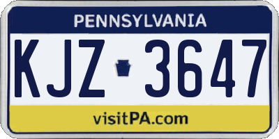 PA license plate KJZ3647