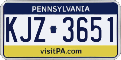 PA license plate KJZ3651