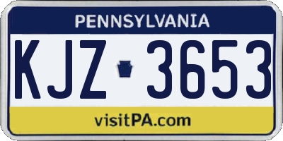 PA license plate KJZ3653