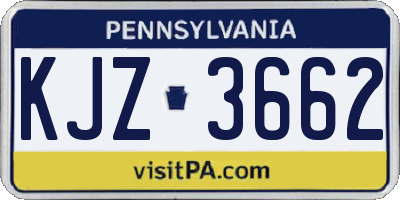 PA license plate KJZ3662