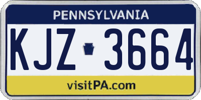 PA license plate KJZ3664