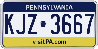PA license plate KJZ3667