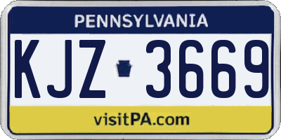 PA license plate KJZ3669