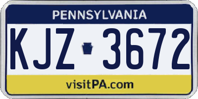 PA license plate KJZ3672