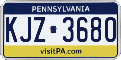 PA license plate KJZ3680