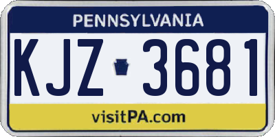 PA license plate KJZ3681