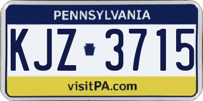PA license plate KJZ3715