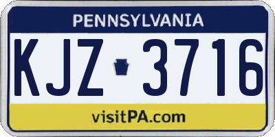 PA license plate KJZ3716