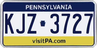 PA license plate KJZ3727