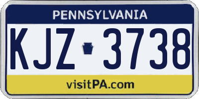 PA license plate KJZ3738