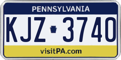 PA license plate KJZ3740