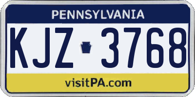 PA license plate KJZ3768