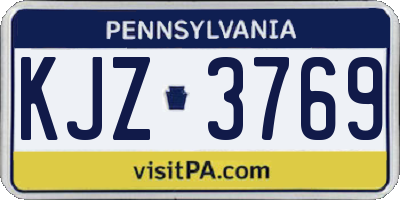 PA license plate KJZ3769