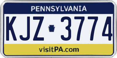 PA license plate KJZ3774