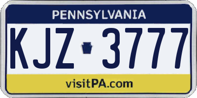 PA license plate KJZ3777