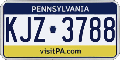 PA license plate KJZ3788