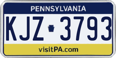 PA license plate KJZ3793