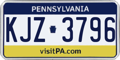 PA license plate KJZ3796