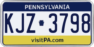 PA license plate KJZ3798