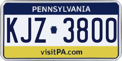 PA license plate KJZ3800