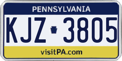 PA license plate KJZ3805