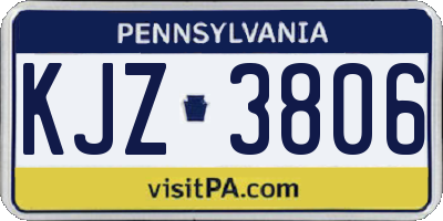 PA license plate KJZ3806