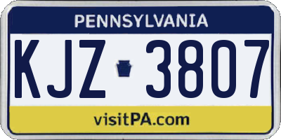 PA license plate KJZ3807