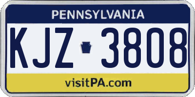PA license plate KJZ3808