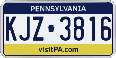 PA license plate KJZ3816