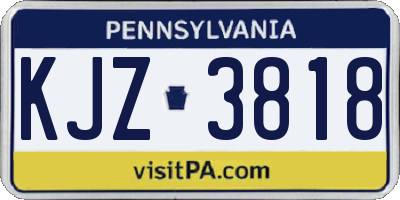 PA license plate KJZ3818