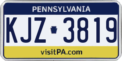 PA license plate KJZ3819