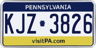 PA license plate KJZ3826