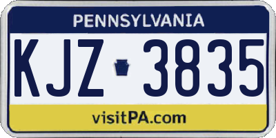PA license plate KJZ3835