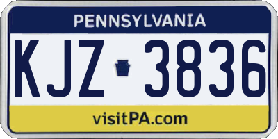PA license plate KJZ3836