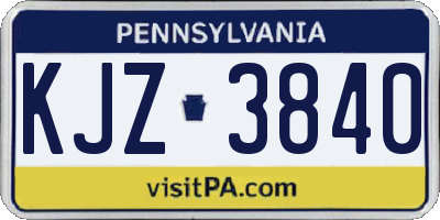 PA license plate KJZ3840