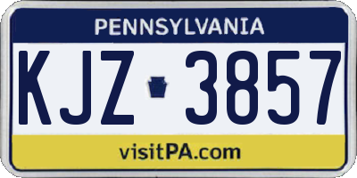 PA license plate KJZ3857